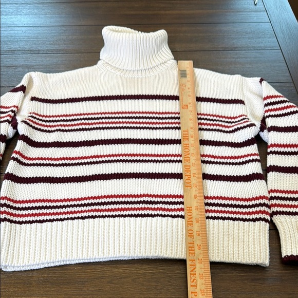 Madewell Ribbed Cotton Turtleneck Sweater in Stripe Size Small - Picture 7 of 13
